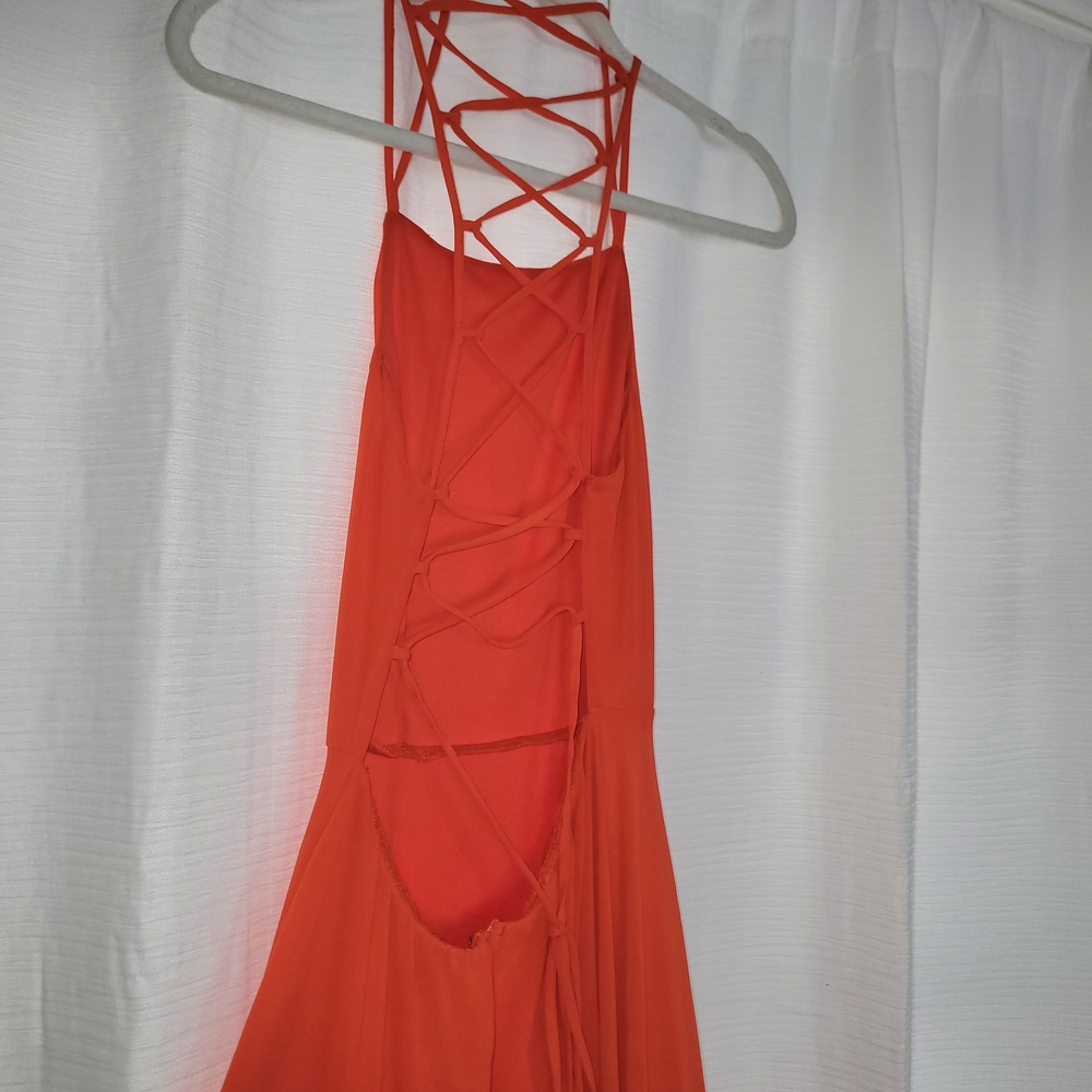 Lulu's Bright Orange Strappy Back Maxi Dress - Picture 7 of 8
